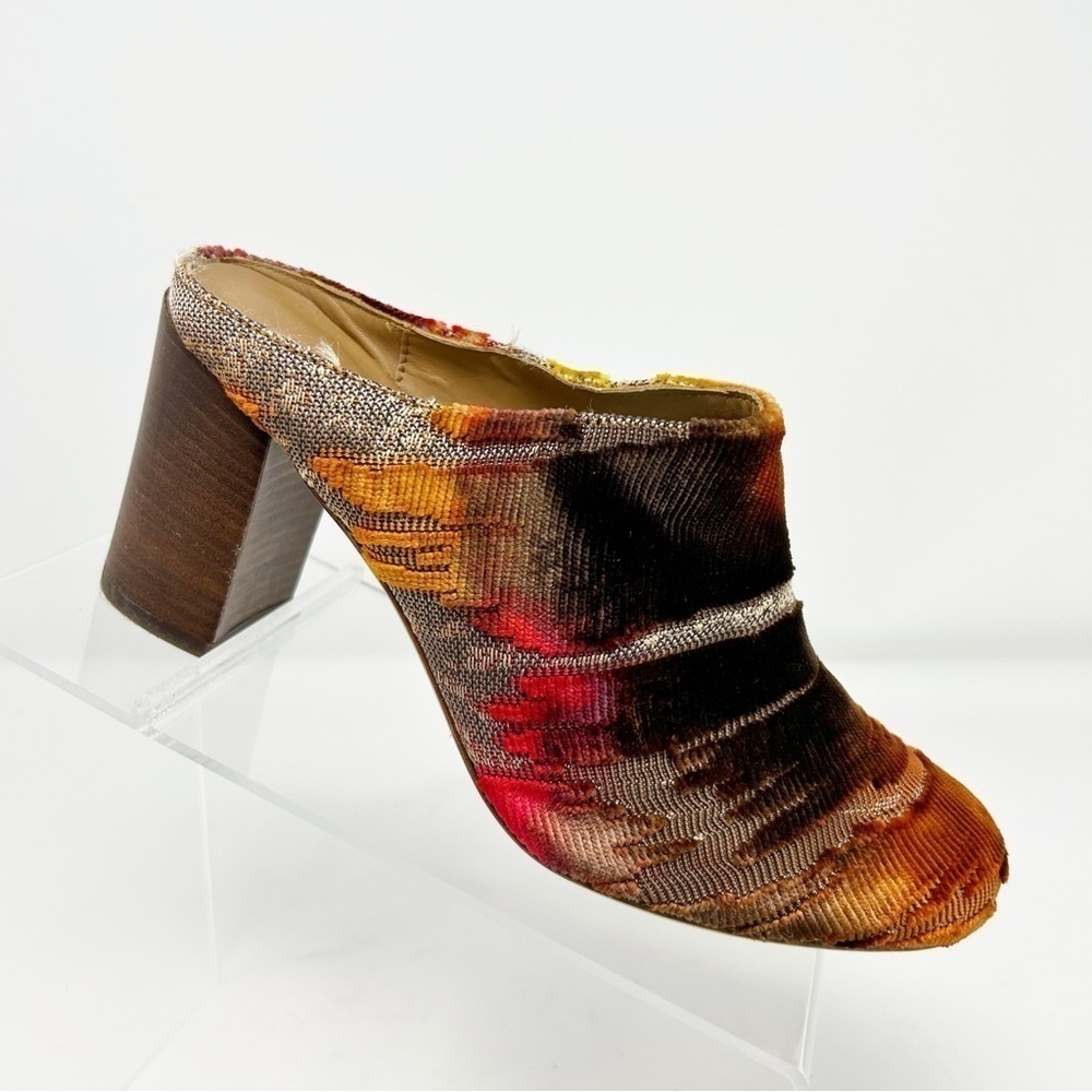 Firenze Studio Red & Orange Textured Velvet Slip On Mules Size 7 Anthropologie